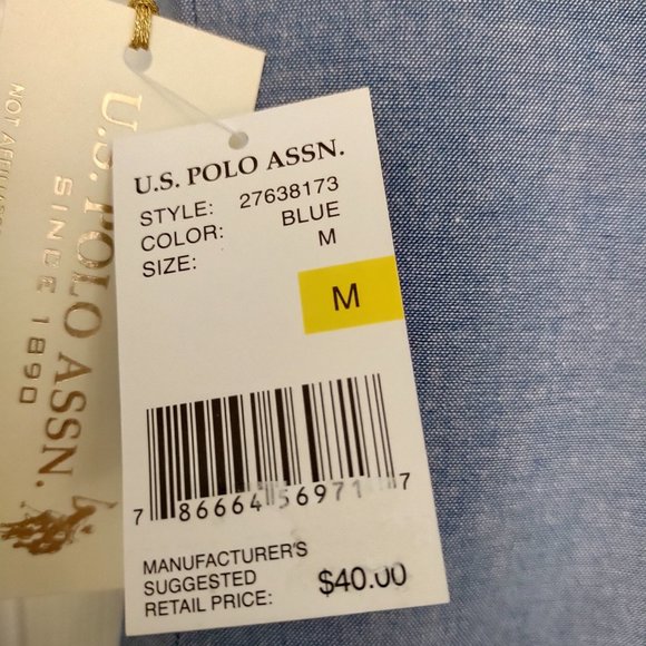 U.S. Polo Assn. Chambray Sleeveless Blouse with Ruffled Collar - Picture 5 of 5